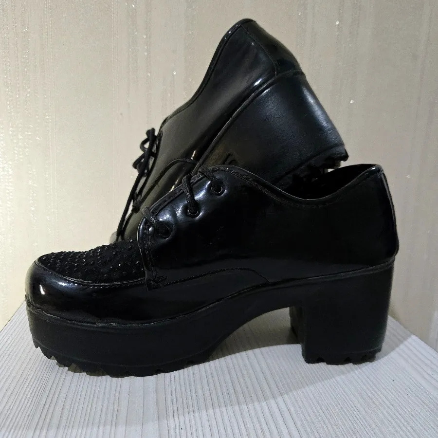 کفش کالج لوفر مشکی نگینی