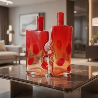 گلدان دوقلو دستساز آبگینه