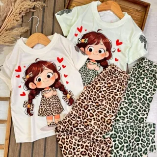 تیشرت شلوارک دختر پلنگی