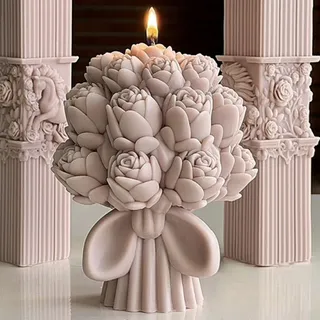 دو عدد شمع دسته گل