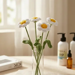 گل بابونه بافتنی