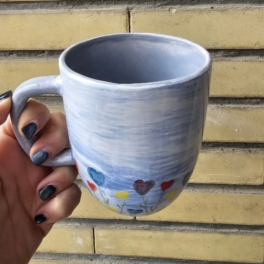 ماگ گُل قلبی (دستساز)