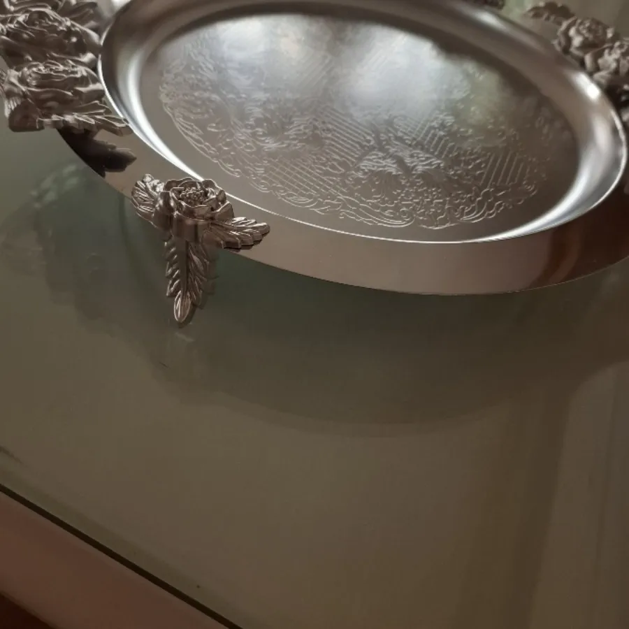 سینی گرد پایه دار استیل