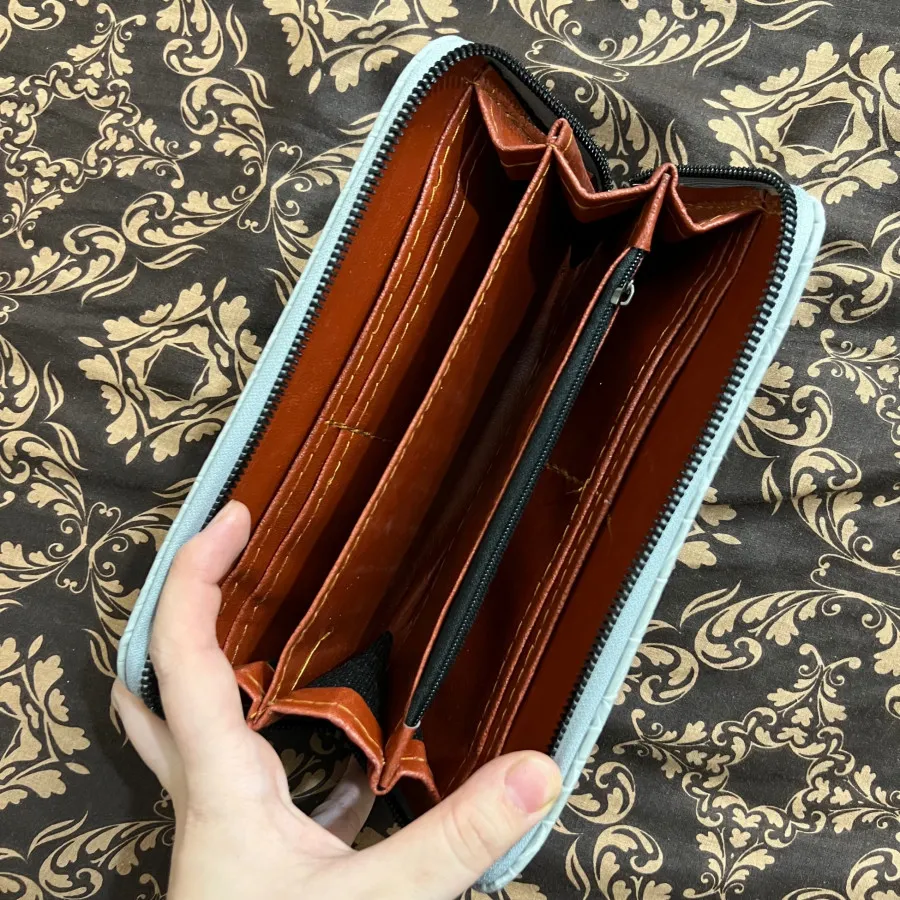 کیف پول چرمی طوسی