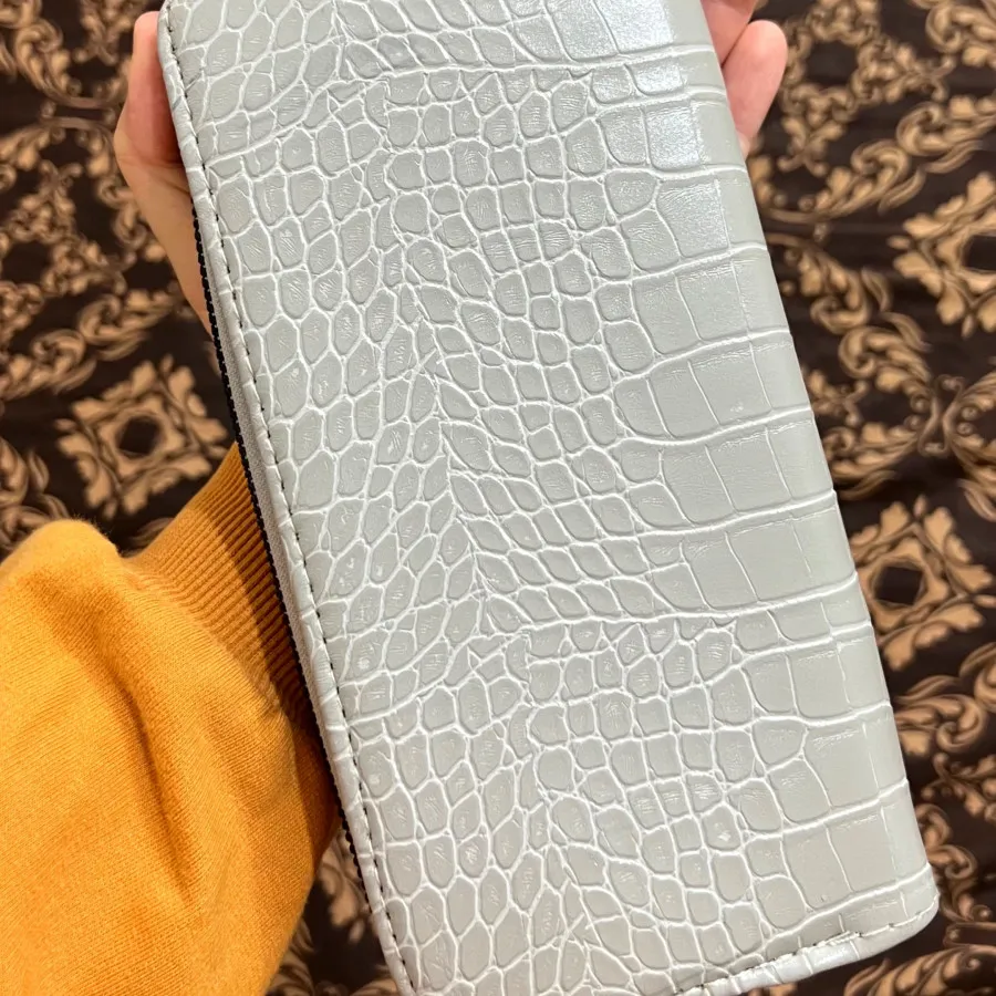 کیف پول چرمی طوسی