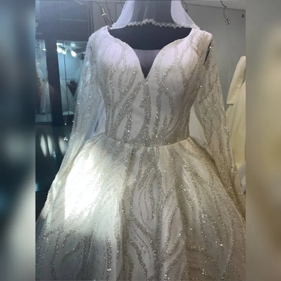 لباس عروس پارچه سنگ دوزی