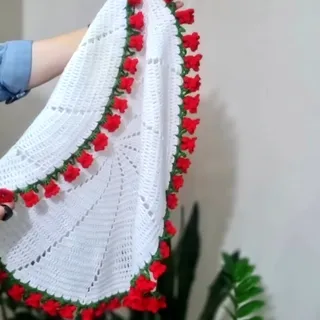 رومیزی بافتنی گل