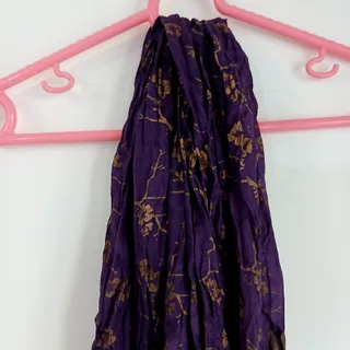 شال چروک بنفش گلدار