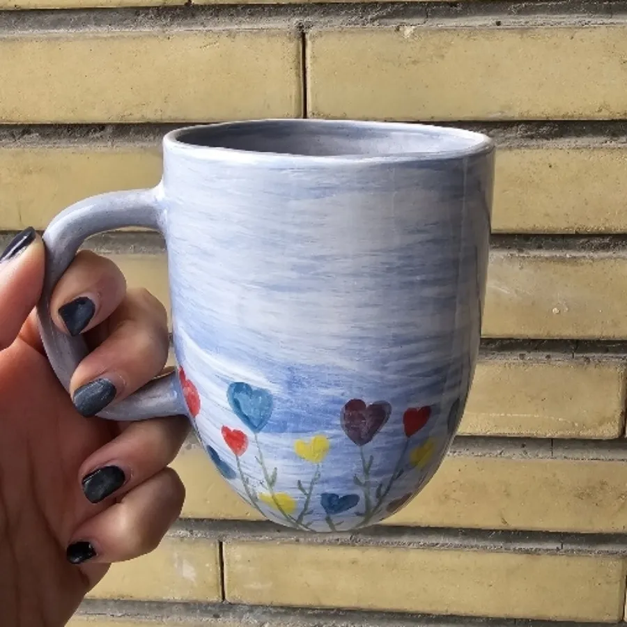 ماگ گُل قلبی (دستساز)