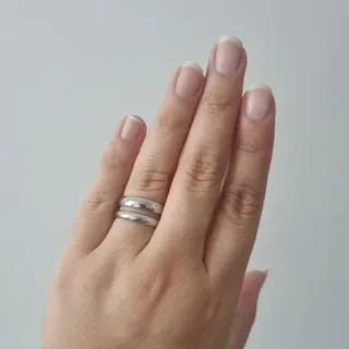 دو حلقه استیل، نقره ای