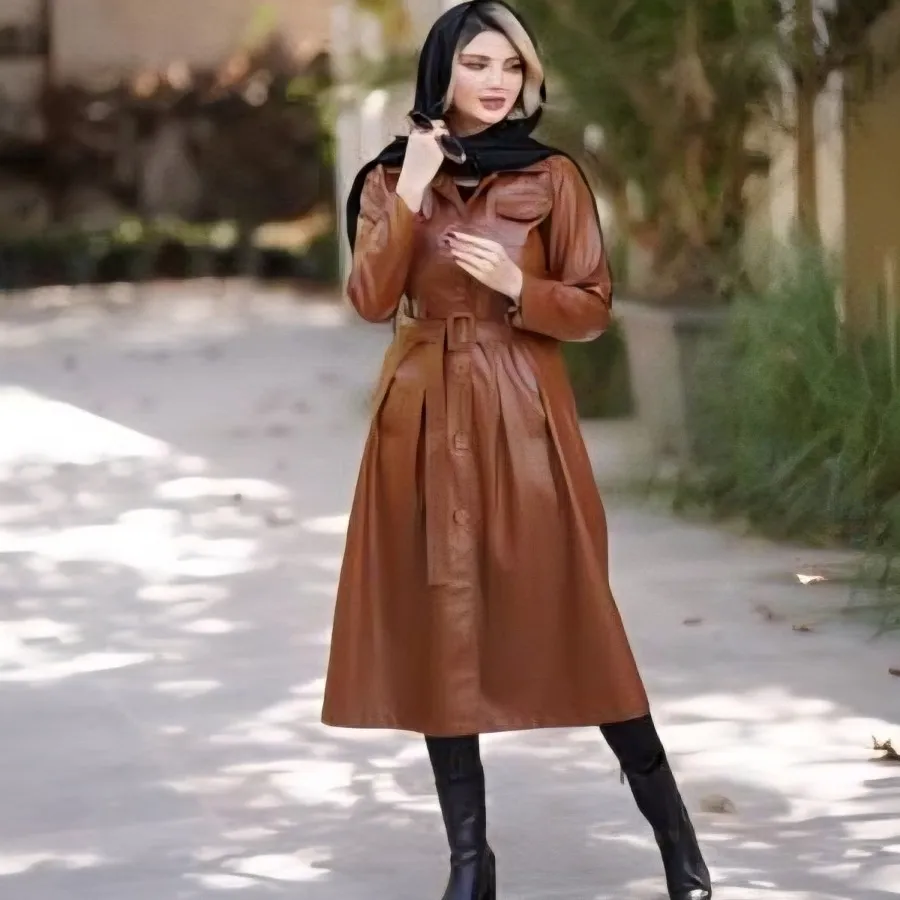 پالتو چرم مصنوعی عسلی رنگ