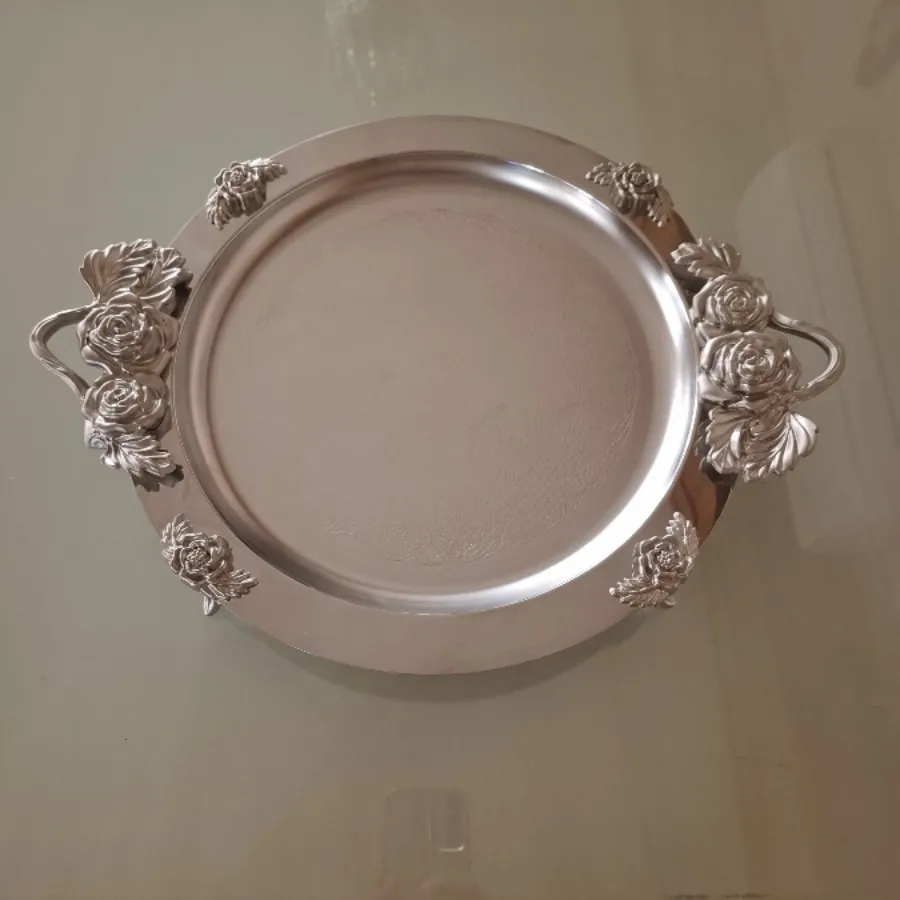 سینی گرد پایه دار استیل