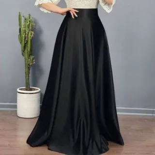 دامن ساتن مشکی مجلسی