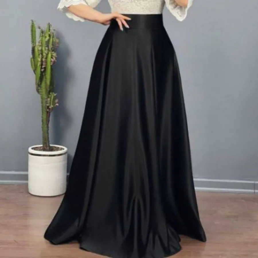 دامن ساتن مشکی مجلسی