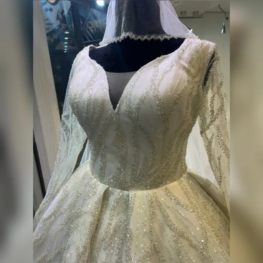 لباس عروس پارچه سنگ دوزی
