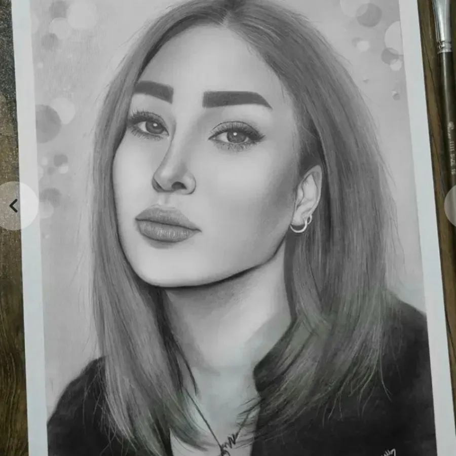 تابلو چهره سیاه قلم ریال