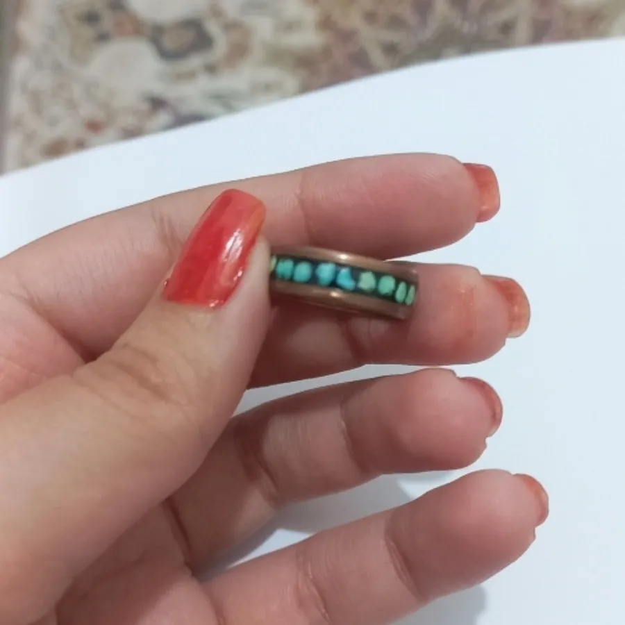 انگشتر مسی با سنگ فیروزه