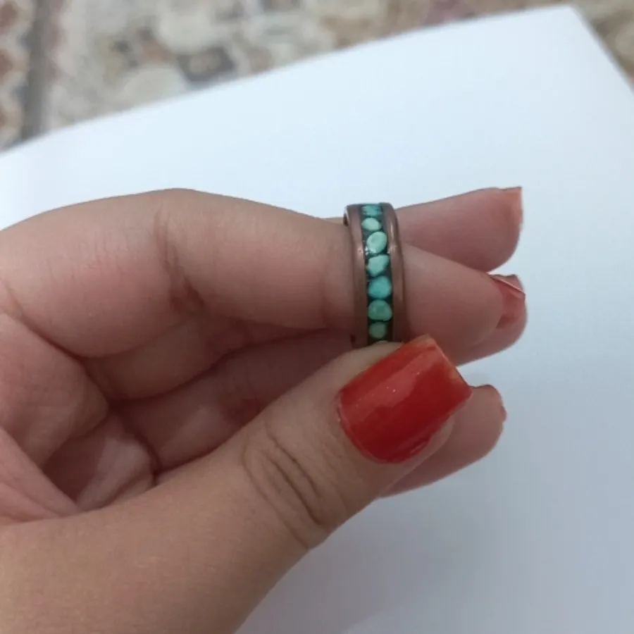 انگشتر مسی با سنگ فیروزه
