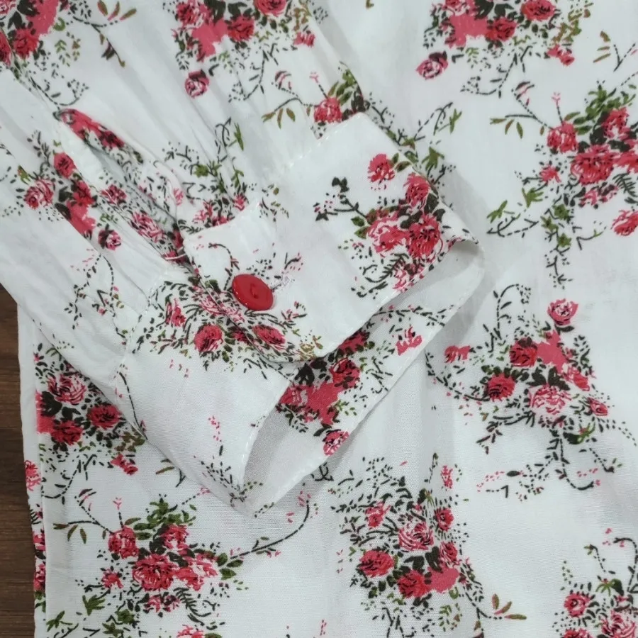 شومیز نخی گل سرخی