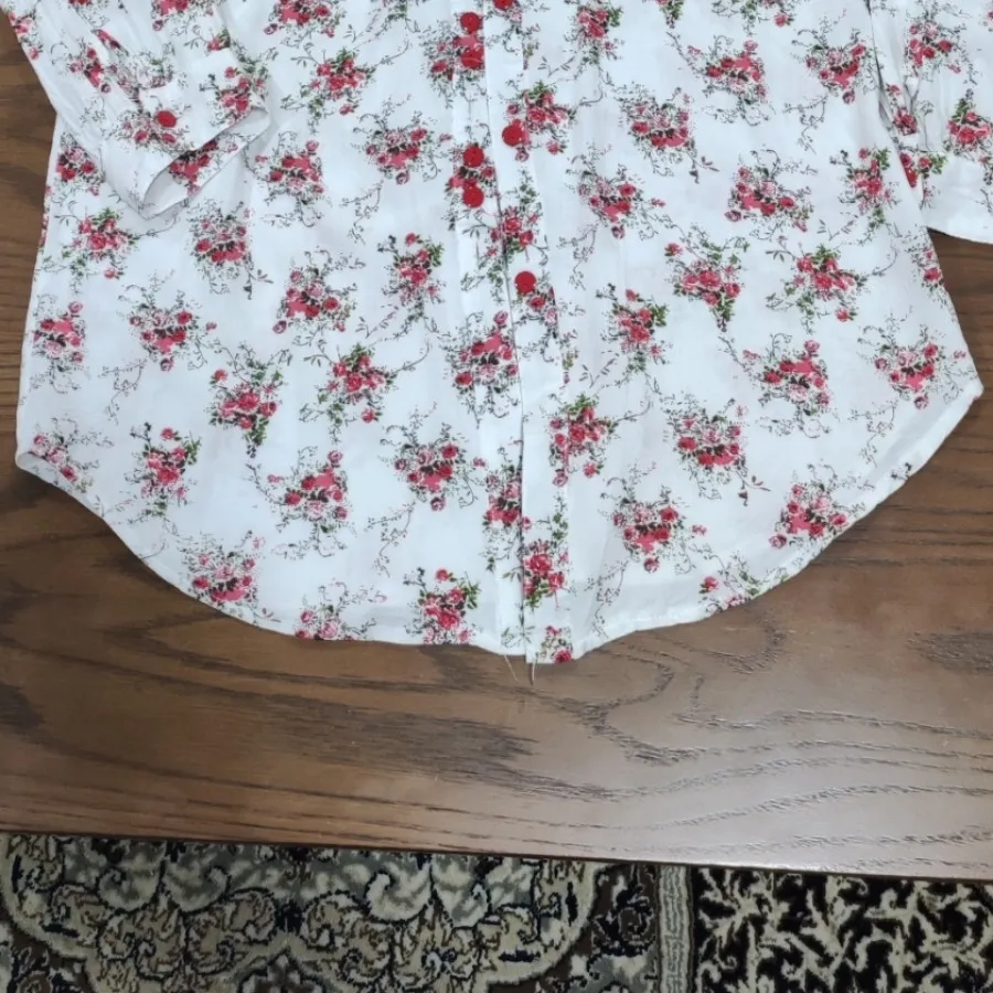 شومیز نخی گل سرخی