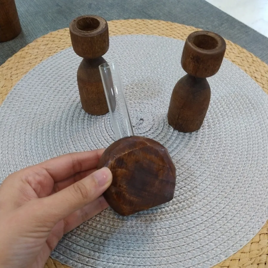 گلدان و جا شمعی چوبی