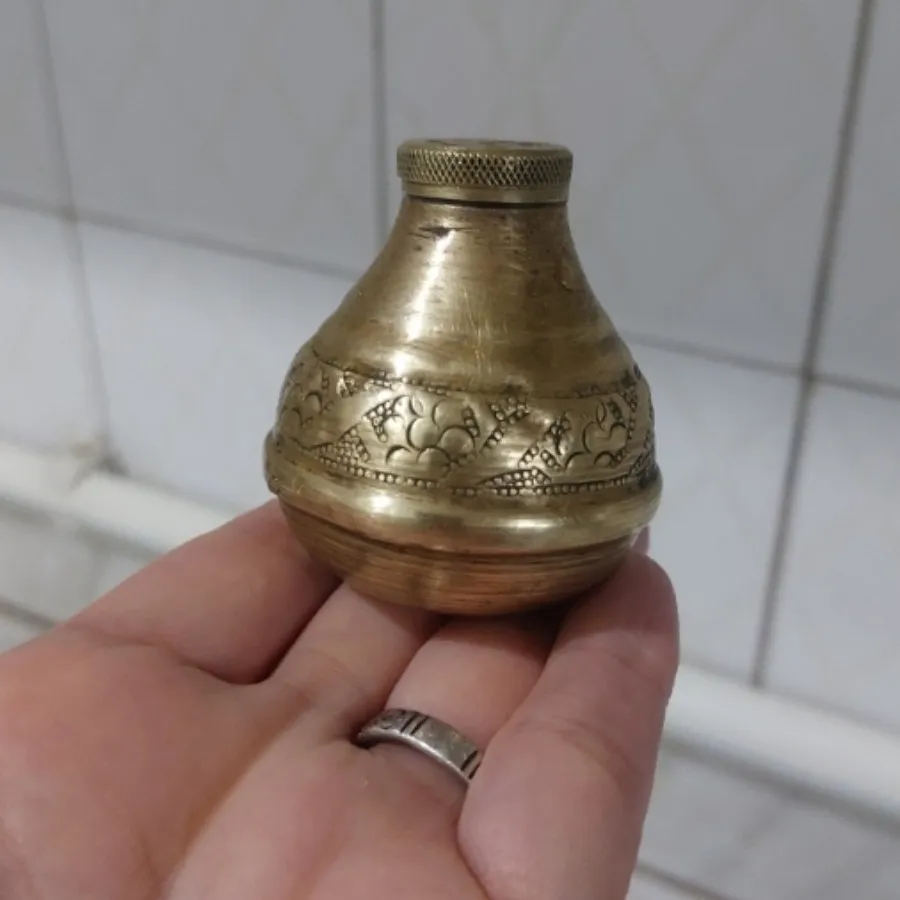 نمکدان برنجی عتیقه قلمکار