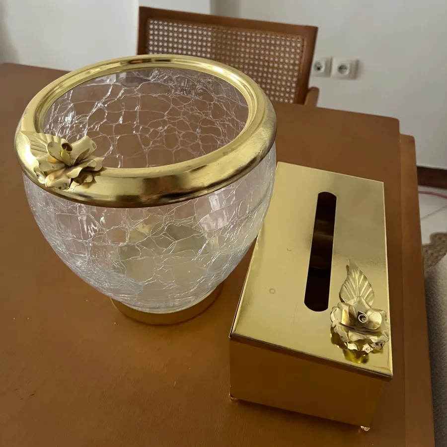 سطل وجادستمال کاغذی طلایی