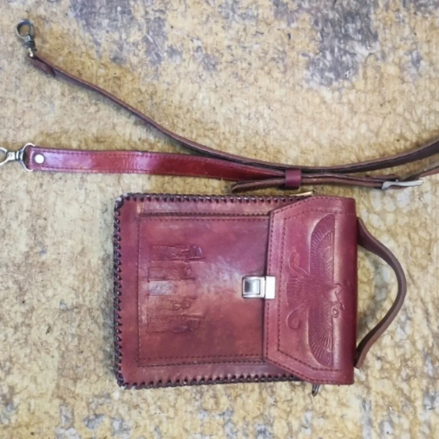 کیف چرم طبیعی زرشکی