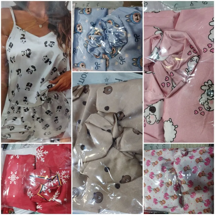 تاپ و شلوارک ساتن 3 تیکه