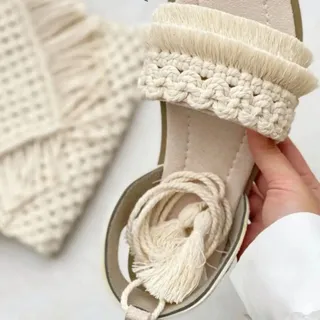 صندل مکرومه بافی دور مچی