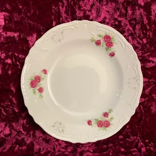 بشقاب گل قرمزی چینی قدیمی