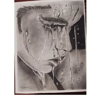 نقاشی هایپر ریال سیاه قلم