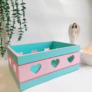 باکس چوبی آبی صورتی