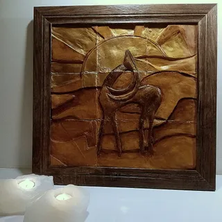 تابلو غزال در آغوش خورشید