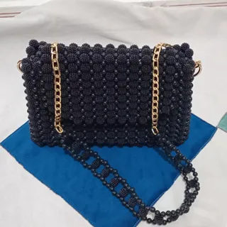 کیف تمشکی مرواریدی دست سا