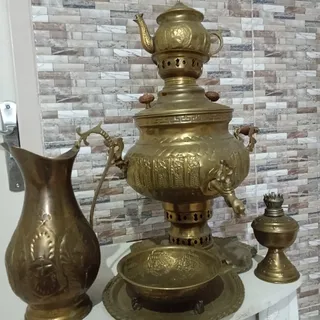 ست سماور ذغالی مسی