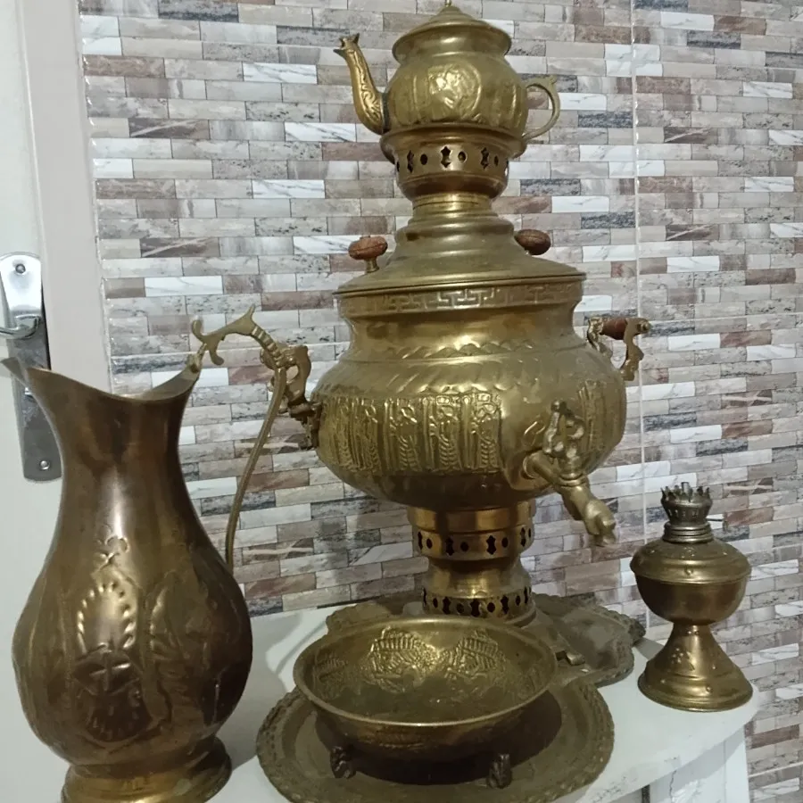 ست سماور ذغالی مسی