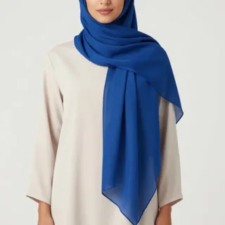 شال حریر آبی کاربنی