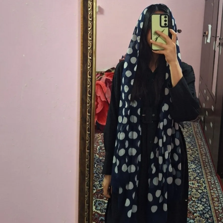 شال خال خالی سرمه ای