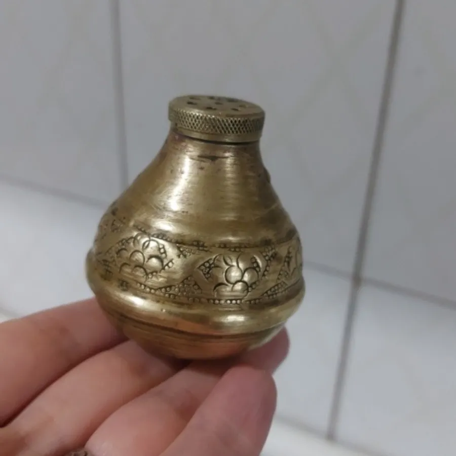 نمکدان برنجی عتیقه قلمکار