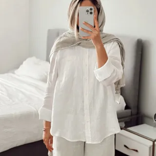 شومیز سفید لینن
