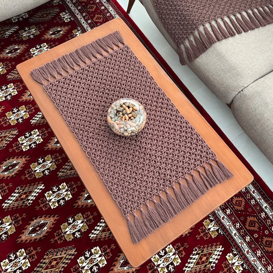 رومیزی دستباف مکرومه