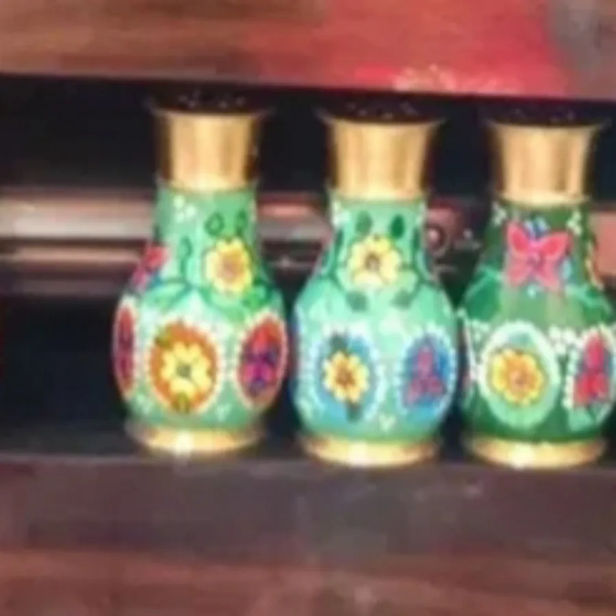 نمکدان برنجی نقاشی شده