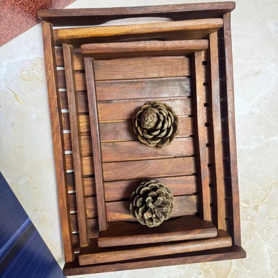 ست سینی 3 تکه نرده ای
