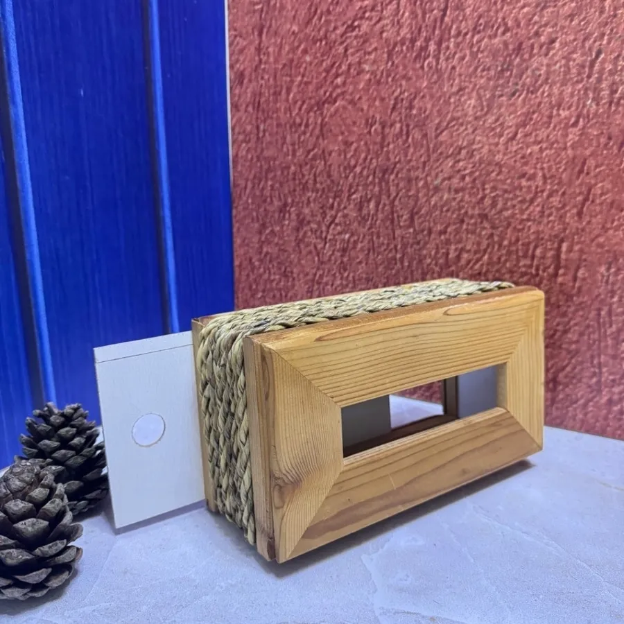 جا دستمال کاغذی چوب حصیر