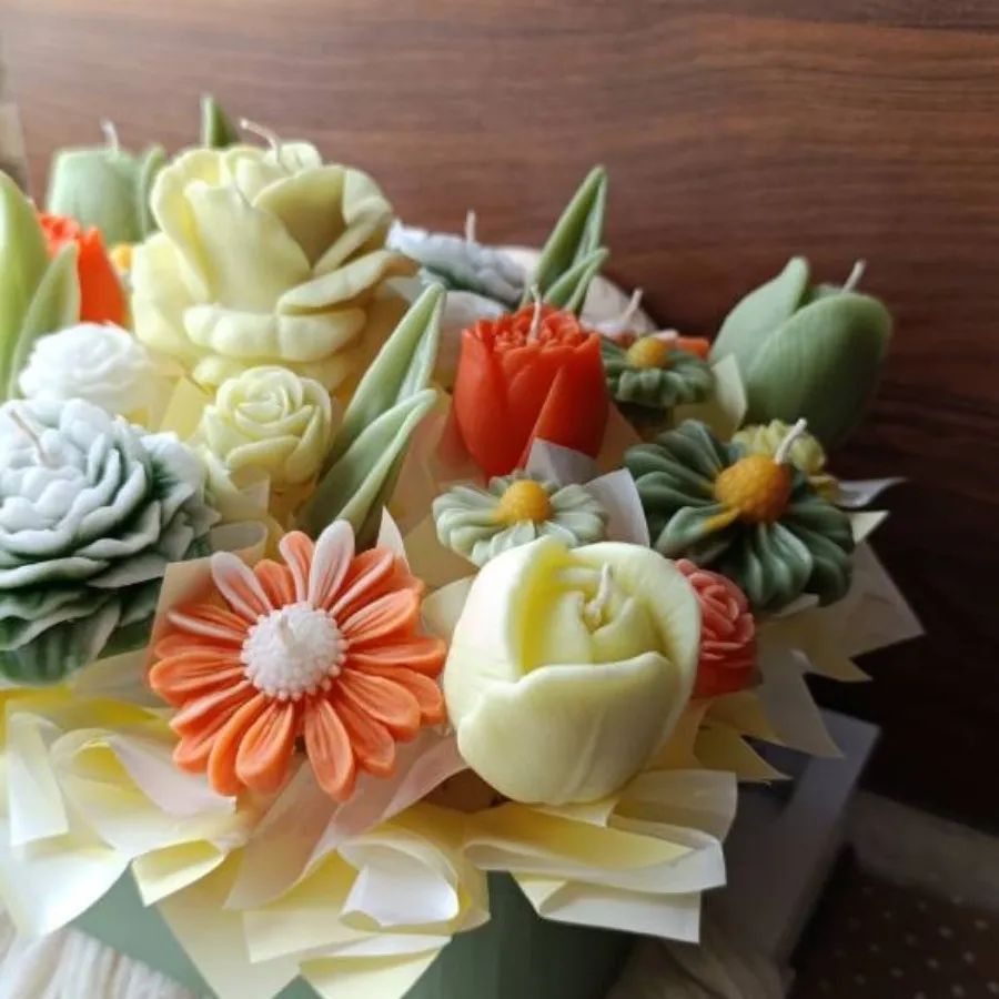 باکس گل شمع سبز.و لیمویی