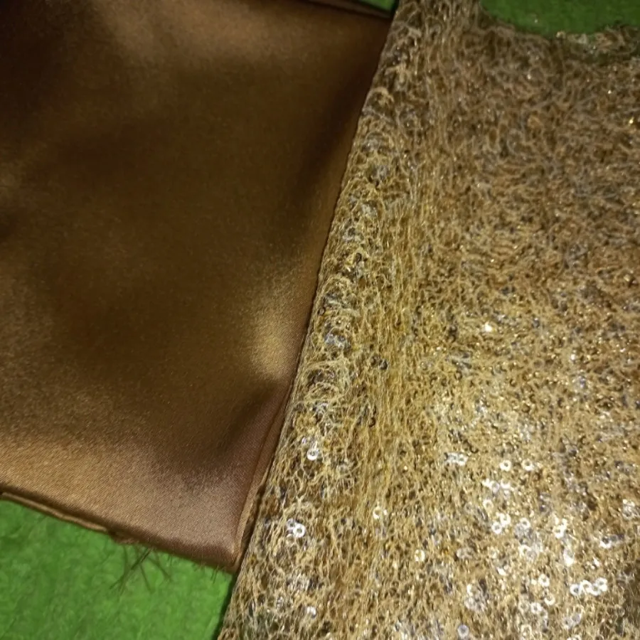 پارچه ساتن مسی و تور پولک
