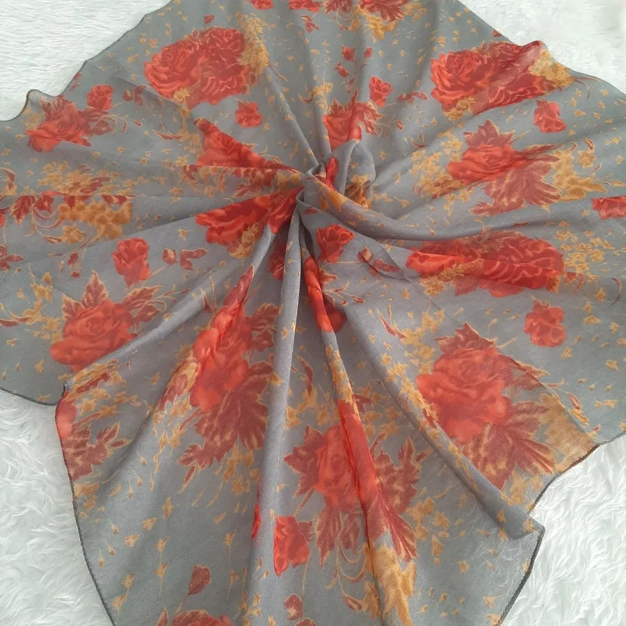 روسری طوسی قرمز نو