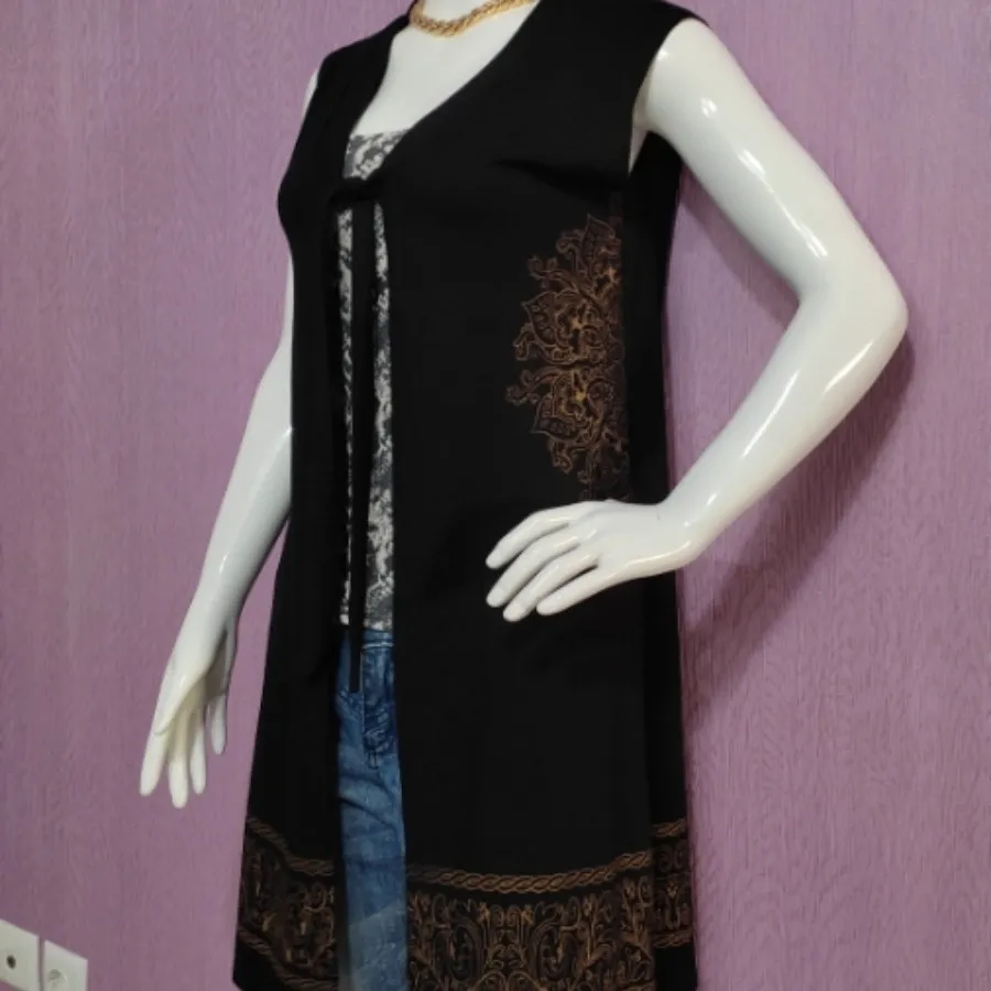 وست نخ پنبه مشکی طلا کوب