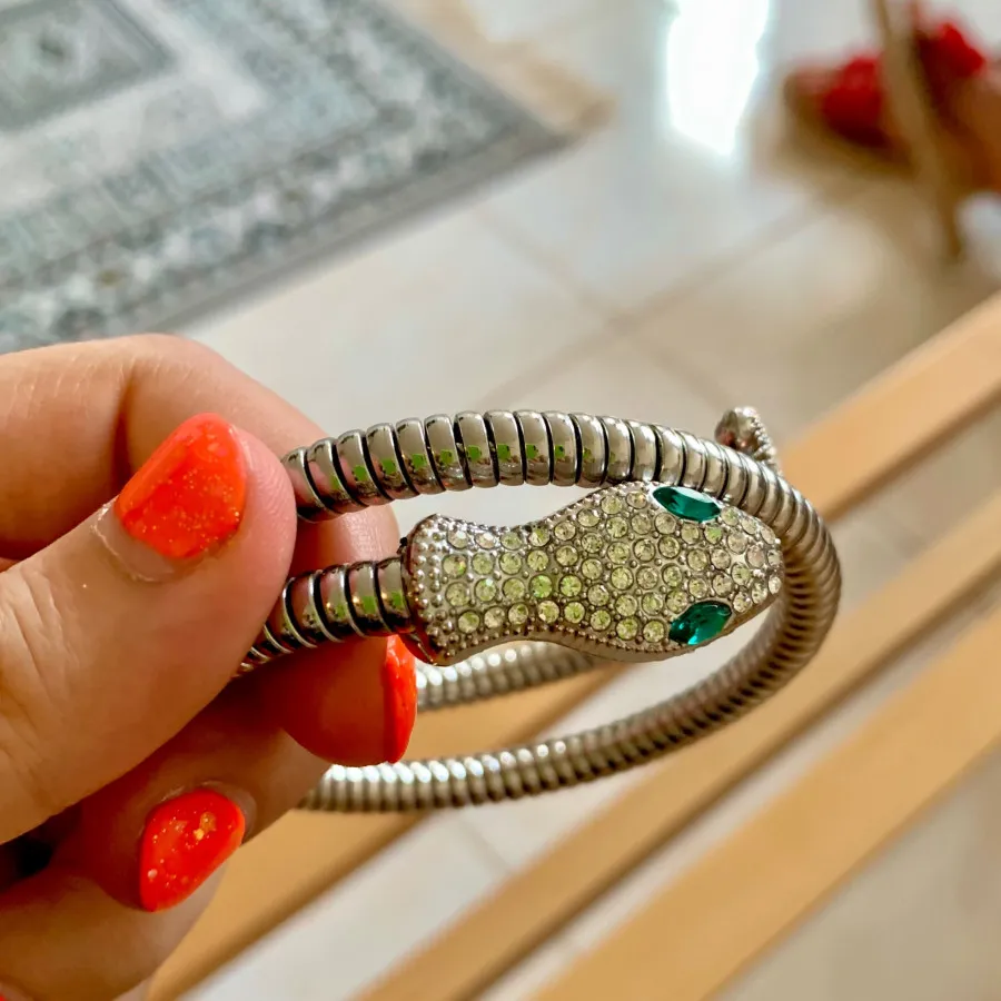 دستبند مار استیل نگیندار